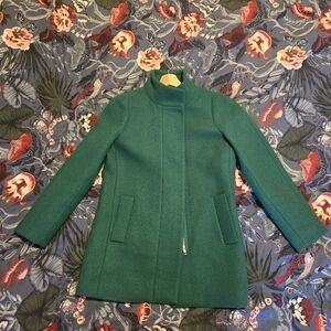 JCrew Green Women's Wool Blend Stand-Collar Coat Size 4